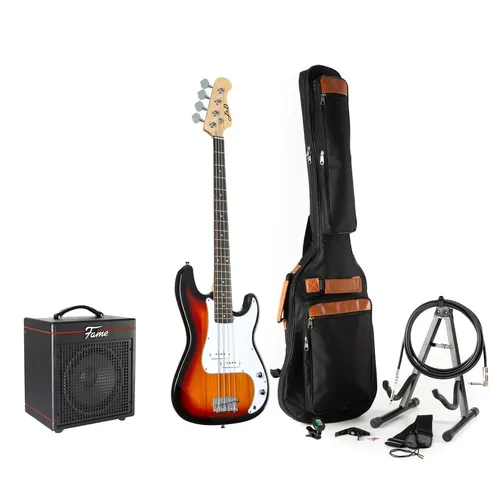 Linkshänder E-Bass Set, J&D JB, GAIA-30 Verstärker, Gigbag, Tuner, Gurt, Kabel