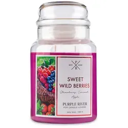 Purple River Duftkerze Sweet Wild Berries - 623g (1-tlg), Brenndauer Bis zu 140 Stunden, Duftkerze Fruchtig, Süß rot