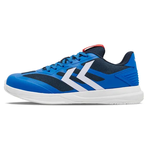 Hummel Dagaz III Indoor-Sportschuhe Blau EU 42 1/2 - Hochwertige Hallenschuhe für Handball mit atmungsaktivem Mesh-Obermaterial, hervorragender Dämpfung und multidirektionaler Traktion für optimale Leistung und Komfort auf dem Spielfeld.