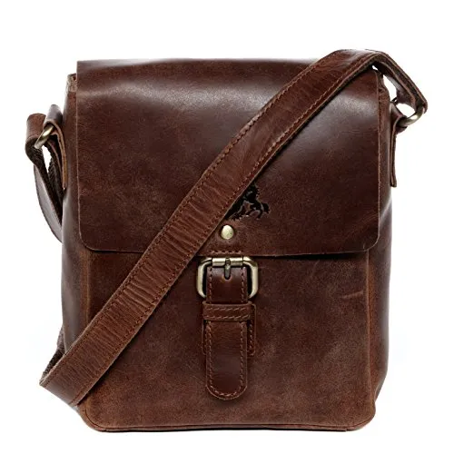 SID & VAIN Umhängetasche ORLANDO - Elegante Cross-Body Bag aus echtem Leder - Umhängetaschen aus handgefertigtem, hochwertigem Leder in braun-cognac, ideal für Herren und Damen, mit verstellbarem Schultergurt für optimalen Tragekomfort.