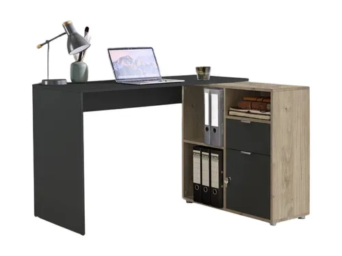 moebel-dich-auf Eckschreibtisch LUIZ (Schreibtisch + Regal, 110 cm breit), spiegelverkehrt montierbar