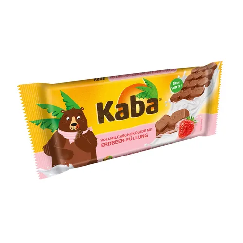 Kaba Vollmilchschokolade Tafel mit Erdbeer-Füllung Packung 90g