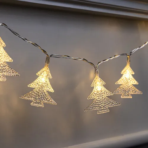 LED Lichterkette Tannenbaum Weihnachtsbeleuchtung mit 10 warmweißen LEDs 90cm
