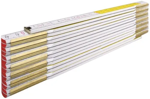 Stabila Zollstock Type 617, 3 m, weiß, weiß/gelbe metrische Schnellablese-Skala, hochwertiger Meterstab aus PEFC-zertifiziertem Holz, umschließende Gelenkplatten