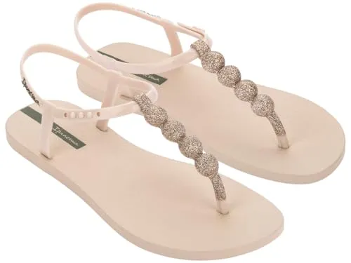 Ipanema Damen Class Easy On Glow Fem Flipflop - Beige Glitter Grün, 38 EU - Sandalen mit funkelndem Glitzer und einzigartigem Kugeldesign, perfekt für einen stilvollen Auftritt am Strand oder im Alltag.