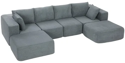 HOMCOM modulares U-Form Ecksofa, dunkelgrau - Gestalten Sie Ihr Zuhause mit dem flexiblen HOMCOM-Ecksofa. Seine modulare Bauweise ermöglicht individuelle Anpassungen – ideal für entspannte Abende oder Gäste. Der samtige Stoff und die bequemen Sitze sorgen für höchsten Komfort.