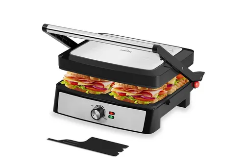 HOMELUX Elektrogrill Kontaktgrill 3 in 1 Multigrill, 2200W Grill, Elektrischer Optigrill, 2200,00 W, Antihaftbeschichtet, Edelstahl Tischgrill mit Zubehör