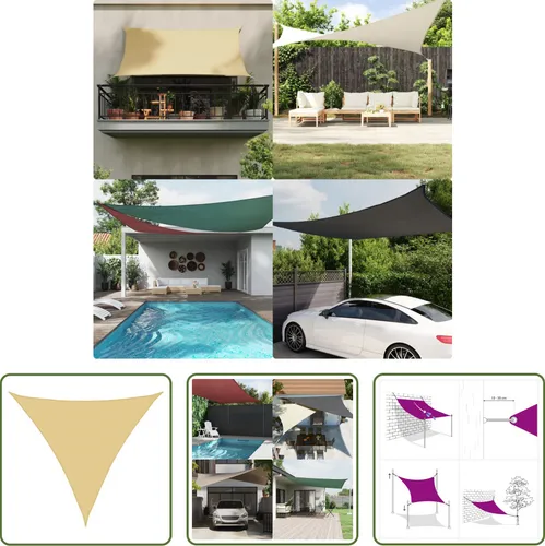The Living Store Sonnensegel Sandfarbe 3x3x3 m aus 100% Polyester Oxford