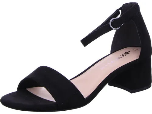 Tamaris Damen Sandalette 1-1-28201-20 001 - Wanderschuhe mit pflegeleichtem Textil-Obermaterial, schnellem Klettverschluss und breitem Blockabsatz für perfekten Stand bei einer Absatzhöhe von 4.5 cm.