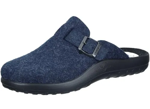 Fly Flot Herren Hausschuh Filz Pantoffel mit Schnalle 220090, Größe:41 EU, Farbe:Blau