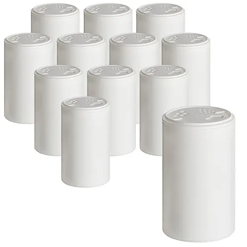 gouveo 12er Set Gewürzstreuer 200 ml weiß mit Streuaufsatz-Deckel