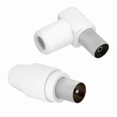 TV Antennenstecker IEC Koaxial 1x Winkelbuchse 1x Stecker Koaxialkabel Adapter