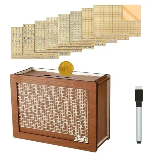Spardose mit zähler,Sparbox mit Zahlen ankreuzen,Sparen Organizer Geld,Geld sparen challengel,Spardose 500,1000 2000,3000, 5000,10000Euro(8 Stück) Für Erwachsene Und Kinder Mit Sparziel