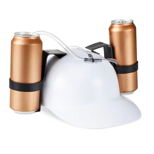 Party Trinkhelm Bauarbeiterhelm mit Dosenhaltern von Relaxdays