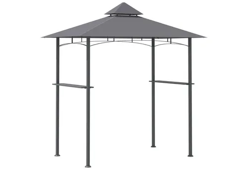 Outsunny Grillpavillon mit Ablagen – Flammhemmendes Doppeldach für Garten und Balkon