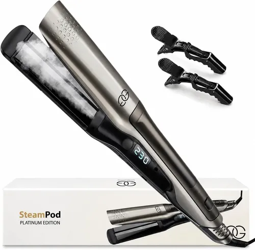 Golden Goods Steampod Glätteisen Locken Lockenstab und Glätteisen 2-in-1 42mm