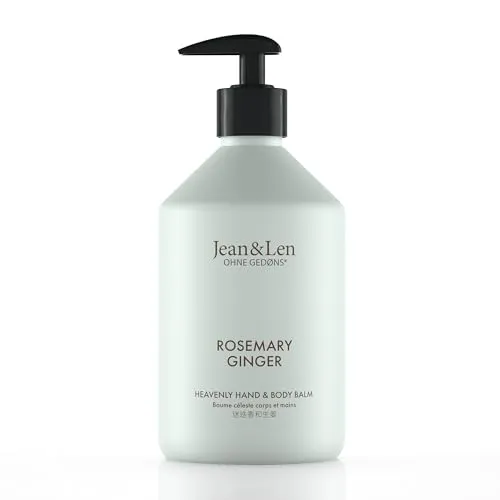 Jean & Len Heavenly Hand- & Body Balm Rosemary & Ginger, für ein duftendes Pflegeerlebnis, mit Bio-Arganöl und Sheabutter, Hochwertige Flasche, ohne Parabene & Silikone, 500 ml