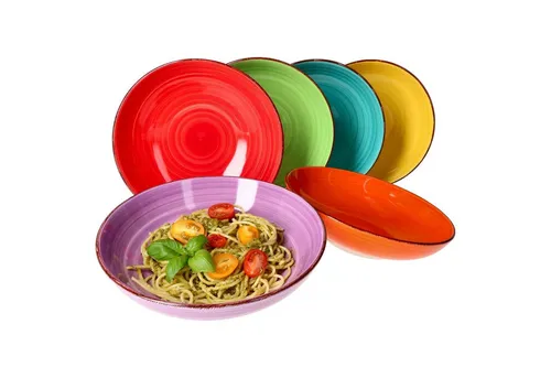 MamboCat Pastateller 6er Set Spaghettiteller Uni bunt - 24326746 - Pastateller aus hochwertigem Steingut, perfekt für Pasta-Liebhaber und ideal für festliche Anlässe oder den täglichen Gebrauch.