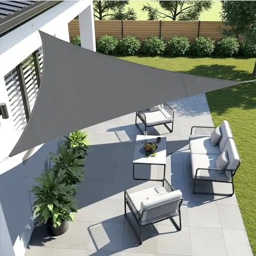 LOVE STORY Sonnensegel Dreieckig 3.6x3.6x3.6m Wasserdicht Anthrazit Sonnenschutz Windschutz Segel PES Polyester,95% UV-Schutz für Außenbereich, Terrasse, Balkon, Garten