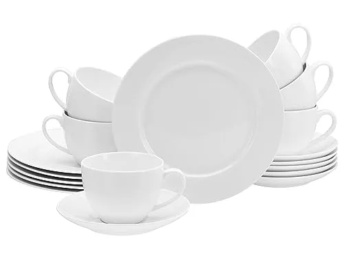 CreaTable Geschirr-Set Fleur Royal - Elegantes Design in Weiß - Hochwertiges Geschirr-Set aus Porzellan, ideal für festliche Anlässe und den täglichen Gebrauch.