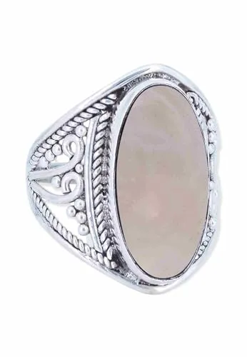 mantraroma Silber Ring Damen 925 Rosenquarz Edelstein rosa ausgefallen verspielt