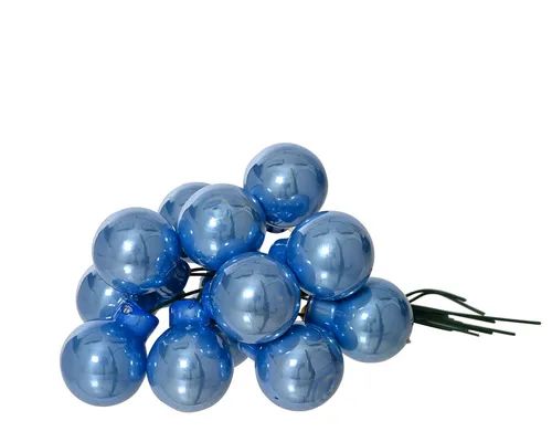 Kaemingk Weihnachtsbaumkugel, Weihnachtskugeln am Draht 2cm Glas 12 Stück - Himmelblau glänzend