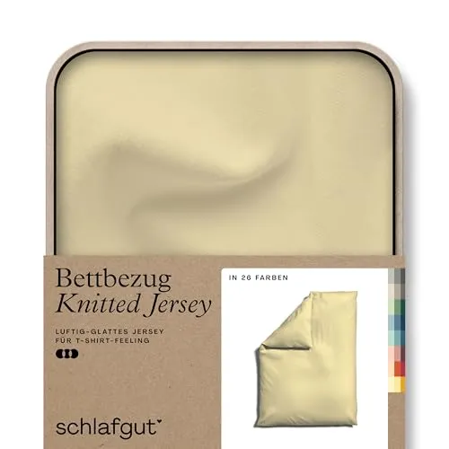 schlafgut Bio-Jersey Bettwäsche 27001, 155 x 220 cm - Gelb - Bettwäsche aus hochwertiger Bio-Baumwolle mit Elasthan, luftige und glatte Oberfläche, pflegeleicht und ganz ohne Bügeln – ideal für alle Jahreszeiten.