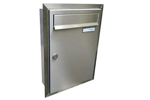 C-01 Edelstahl Unterputz Briefkasten - Briefkasten aus Edelstahl, ideal für innen und außen, mit integriertem Entnahmeschutz und passgenau für DIN A4 Umschläge.