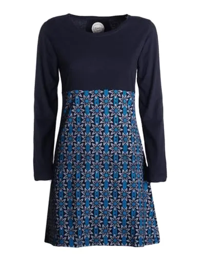 Vishes - Alternative Bekleidung - Damen Langarm Longshirt-Kleid Sweatkleid Tunika-Kleid Shirt-Kleid schwarz grau 40-42