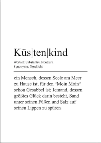 artissimo, Dekopanel, Deco Panel, ca. 29x41cm, PE6530-PA, Definition Wort Küstenkind, Bild mit Spruch, Spruchbild, Wandbild, Wanddekoration, Poster