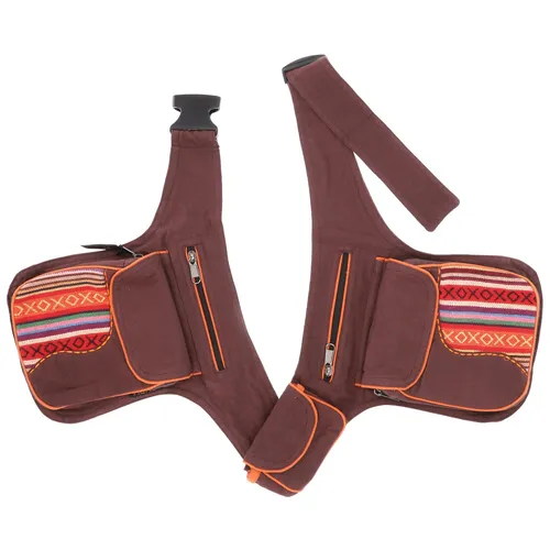 Stoff Sidebag, doppelte Gürteltasche, Goa Gürteltasche - braun - 25*15*8 cm