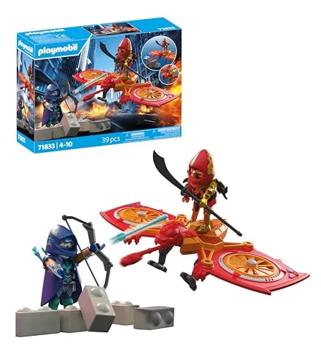 PLAYMOBIL Heroes Helden-Drohne gegen bösen Ninja - Actionfiguren für Kinder: Spannendes PLAYMOBIL Set mit Drachen-Drohne & Ninja-Figuren für kreative Rollenspiele und aufregende Kämpfe.