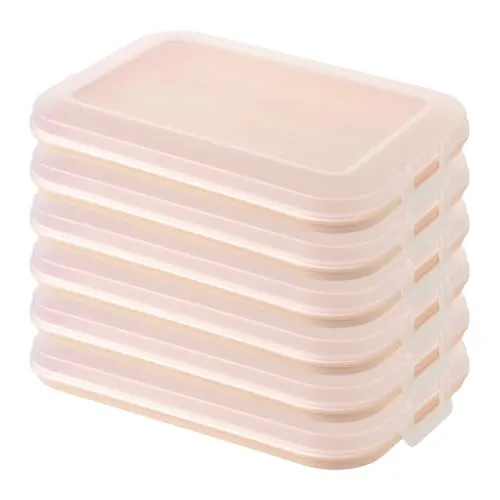 Engelland 6er Set Aufschnitt-Dosen mit integrierter Servierplatte, Frischhaltedose, Aufbewahrungsbox, Lebensmittelbehälter, Aufschnitt-Box, stapelbar, BPA-frei, Küchenbedarf, Kunststoff, Apricot