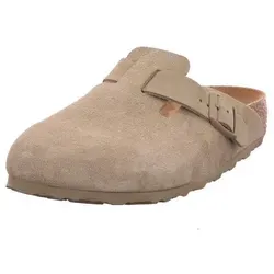 Birkenstock Boston Suede Leather Sandalen in faded khaki, Gr. 43 - Hausschuhe mit elegantem Wildleder-Obermaterial und anatomisch geformtem Fußbett für höchsten Komfort – ideal für jeden Anlass.