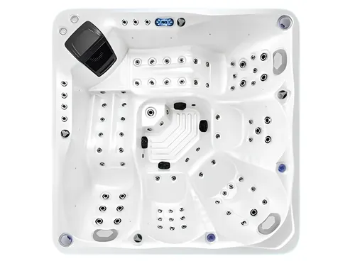 Outdoor-Spa Hot Tub Whirlpool Badefass 210x210 cm - Quadratisches Whirlpool in Weiß, 2 Jahre Herstellergarantie, aus hochwertigem Acryl für entspannende Momente im Freien. Ideal für Erholung und gesellige Stunden.