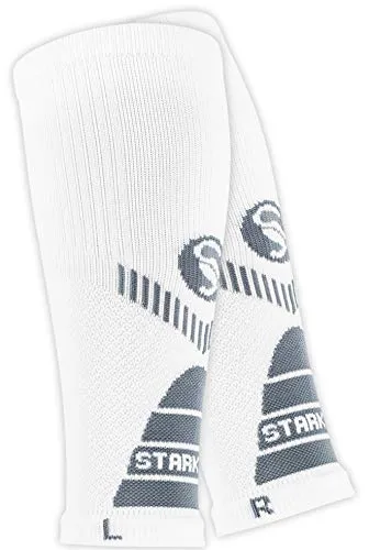 Produktbild STARK SOUL 2 Paar Waden Kompressionsstrümpfe ohne Fuss für Damen und Herren, Sport Wadenstulpen, Wadenbandage, Beinlinge, Weiss, Gr. M
