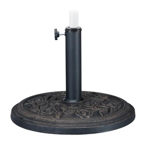 Relaxdays Sonnenschirmständer mit Rosen Design - Schirmständer für 35/38/48 mm Schirmstangen, windfest und stabil mit dekorativem Rosenmuster - ideal für Garten und Terrasse.