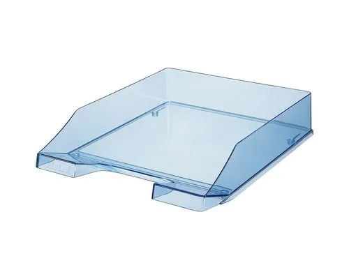 Briefablage KLASSIK TRANSPARENT blau - 25.5x6.5x34.8 cm, stapelbar und ideal für eine ordentliche Büroorganisation