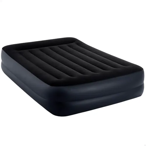 Intex Luftbett Queen Pillow mit Pumpe 203 x 152 cm - Luftmatratze mit integrierter Pumpe, komfortable Höhe von 43 cm für optimalen Schlafkomfort und einfache Handhabung.