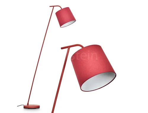 Hofstein Stehlampe Rot/Weiß aus Metall & Stoff - Moderne Stehlampe für Innenräume, 160 cm hoch, mit praktischem Fußschalter und rundem Schirm. Ideal für Esszimmer, Flur oder Wohnzimmer – stilvoll und funktional.