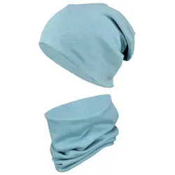 TupTam Beanie Kinder Beanie Mütze Schlauchschal Set aus Jersey und Rippstoff grün 56-62