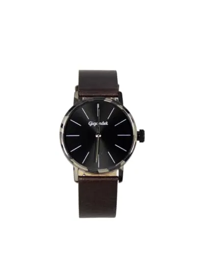 Gigandet Armbanduhr Damen Quarz Edelstahl Lederband Schwarz G43-036