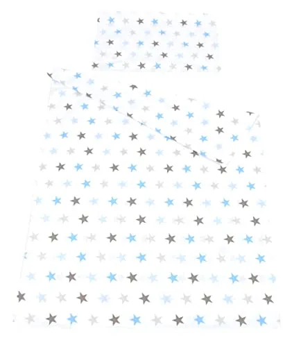 Babylux Bettwäsche Bezug 2 TLG. 100 x 135 cm Kinderbettwäsche Bettwäsche Bettset Babybettwäsche (94. Sterne Blau)
