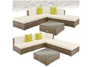 tectake® Rattan Lounge mit Aluminiumgestell