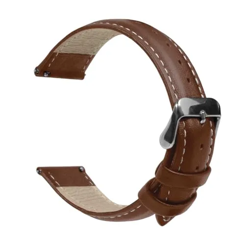 OcioDual Uhrenarmband 22mm Braun, Armbanduhr Herren, Uhrenarmbänder für Herren, Weißer Faden, Uhrenarmband 22mm für Smartwacth Damen, Schnellverschluss, Armband Smartwatch