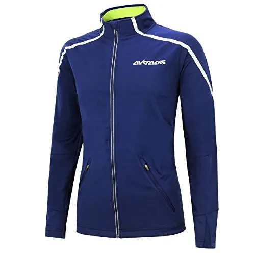 Airtracks Herren Thermo Fahrradjacke - Winter Radjacke Softshell AIR TECH - Navy-Blau - L - Funktionsjacke für Herren, atmungsaktiv, winddicht und wasserabweisend mit optimaler Wärmeregulierung und reflektierenden Elementen für bessere Sichtbarkeit.