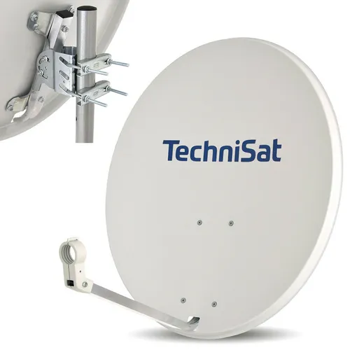 TECHNISAT 80 cm Satelliten SAT Spiegel Schüssel Antenne - SAT-Antenne für gestochen scharfen HD TV Empfang, unterstützt 4K UHD und ist aus robustem Stahl gefertigt.