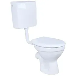 Belvit Stand-WC Komplettset waagerechter Wandabgang mit Geberit AP110 Aufputz-Spülkasten und Softclose WC-Sitz Weiß - Weiß