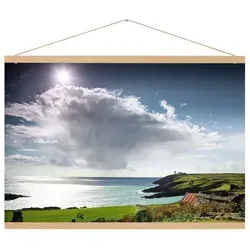 Panorahma Bilderrahmen Posterleiste aus Eichenholz, Klemmschiene, 3 Farben Natur Schwarz Weiß, für 1 Bilder, magnetische Posterleiste beige 31 cm