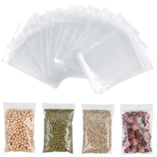 AiQInu Zip Beutel Druckverschluss Set, Plastikbeutel Verschließbar 8 x 12 cm, 100 Stück Kleine Plastiktüten Transparent Baggies Wiederverschließbare Beutel